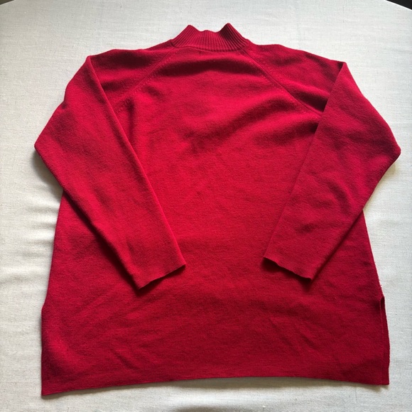 Lord & Taylor Red Merino Wool Quarter Zip Sweater L Classic Minimalist - Picture 5 of 7